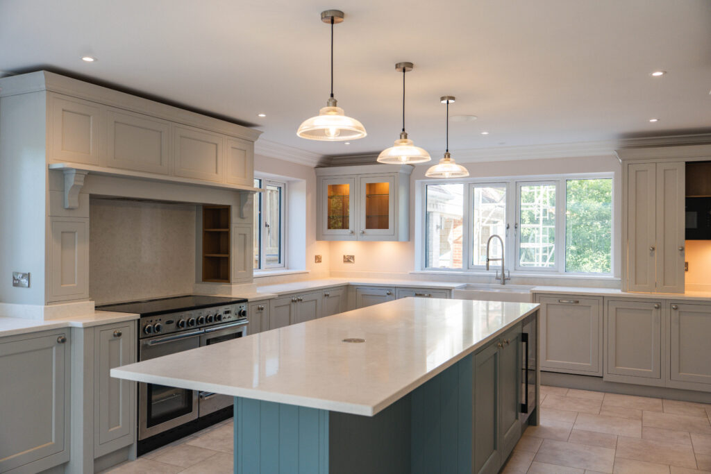 Kitchen island with pendant lights